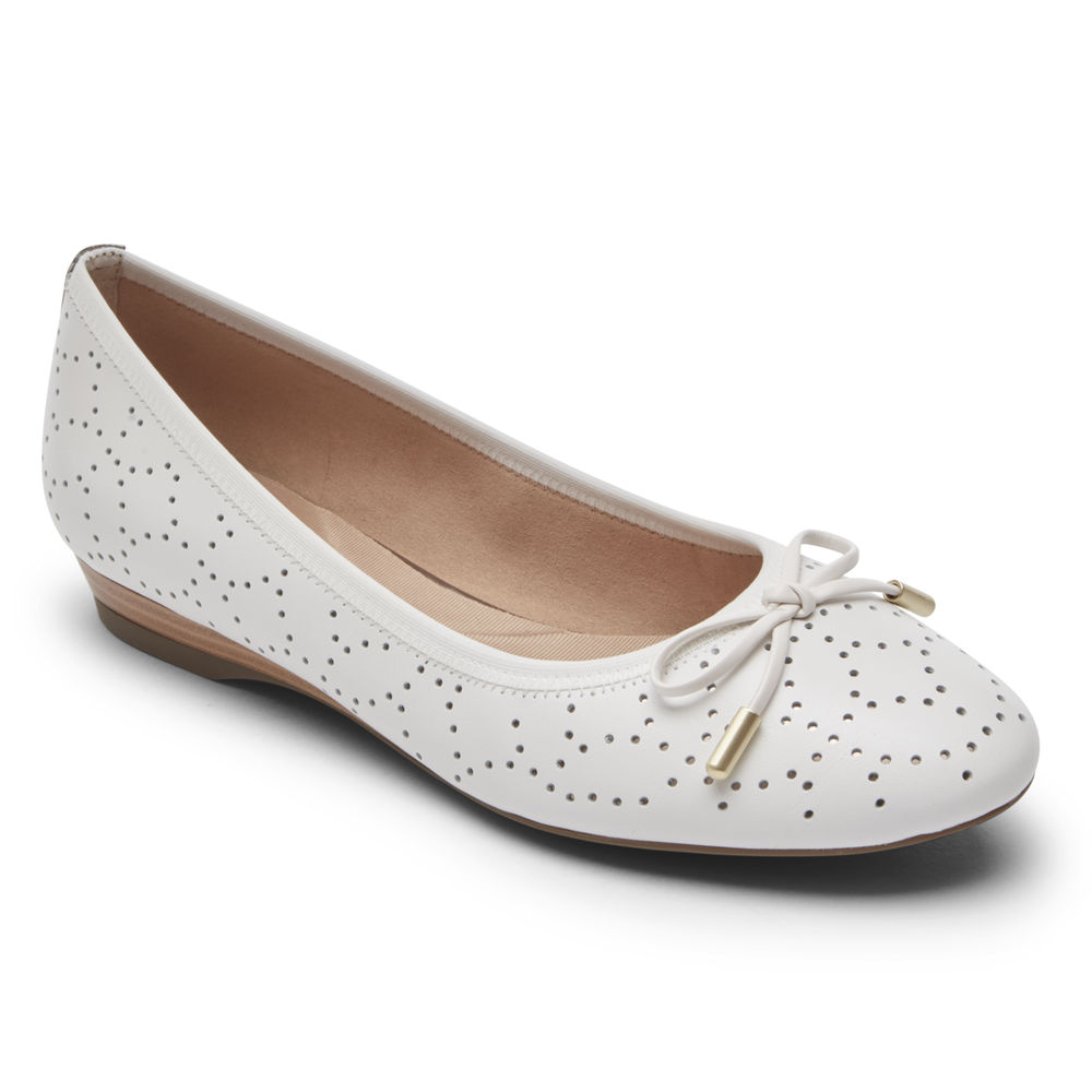 Sapatos Frouxos Rockport Mulher Branco - Total Motion Shea Perforated Bow - 73560XRVL